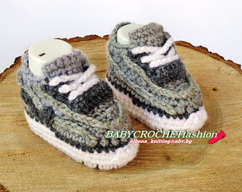 Air crochet sneakers, Baby boots, Crochet baby shoes, Newborn baby sneakers, Toddler baby shoes, Warm baby shoes, Gray baby boots, Gift baby