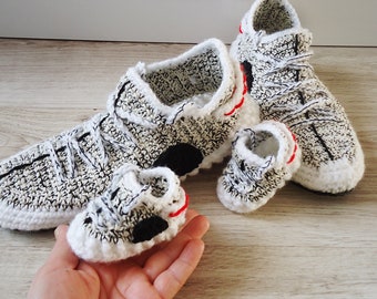 Crochet Shoes, Mom and Me, Gift for Baby, Crochet Baby Shoes, Daddy and Me , Crochet Yezzy Shoes, Handmade Shoes, Athletic Sneakers,