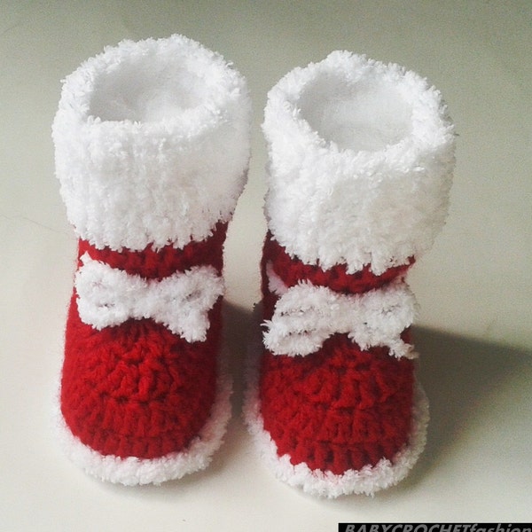 Boots Cristmas, Baby Warm Booties, Crochet Red Boots, Santa Claus Booties, Thanksgiving, Baby Shoes