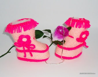 Crochet Baby Boot, Pink Baby boots, Bby Shower Gift, Crochet Bbay Pink Boots