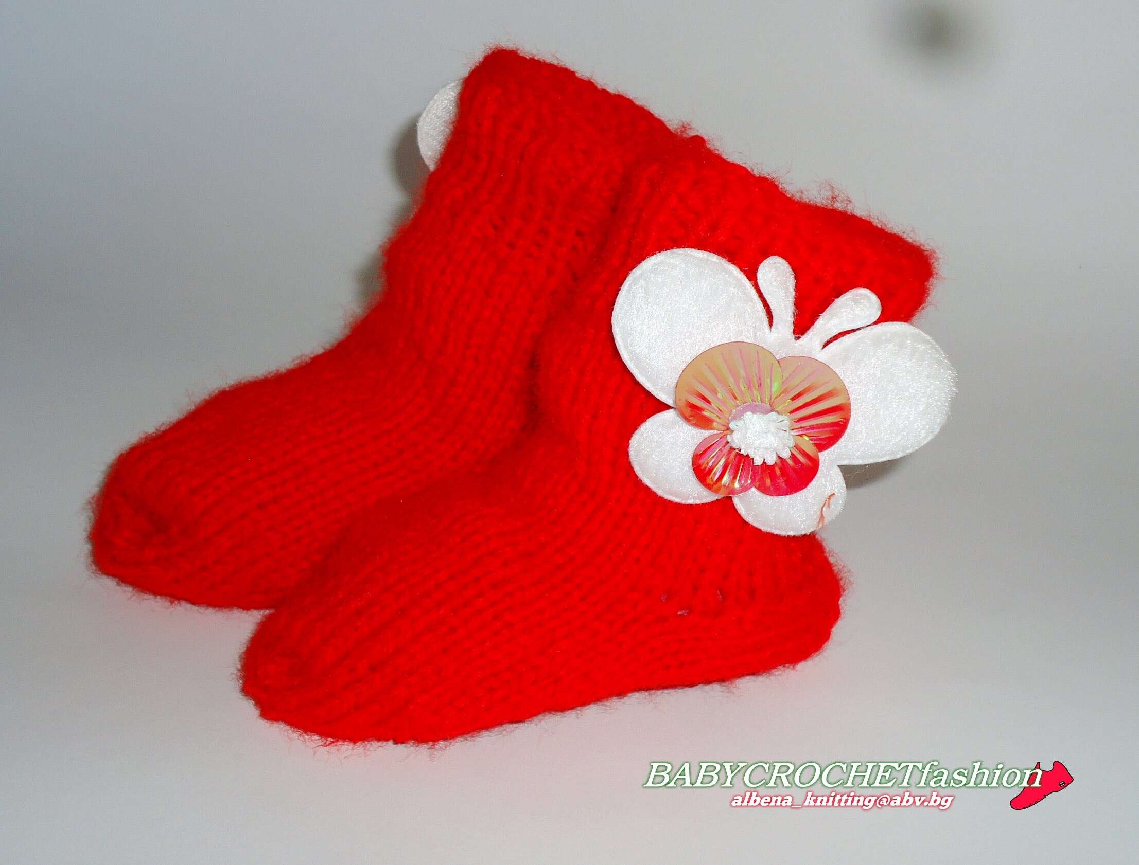 Knitted Baby Socks, Baby Christmas Socks, Knitting Socks, Red Baby
