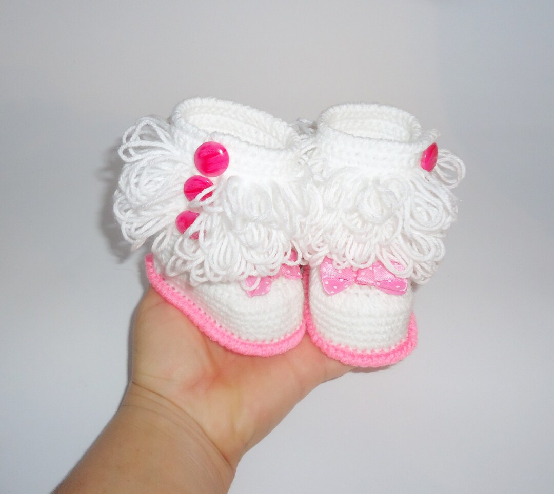 White Baby Booties Crochet Baby Boots Ugg Baby Boots Baby Etsy