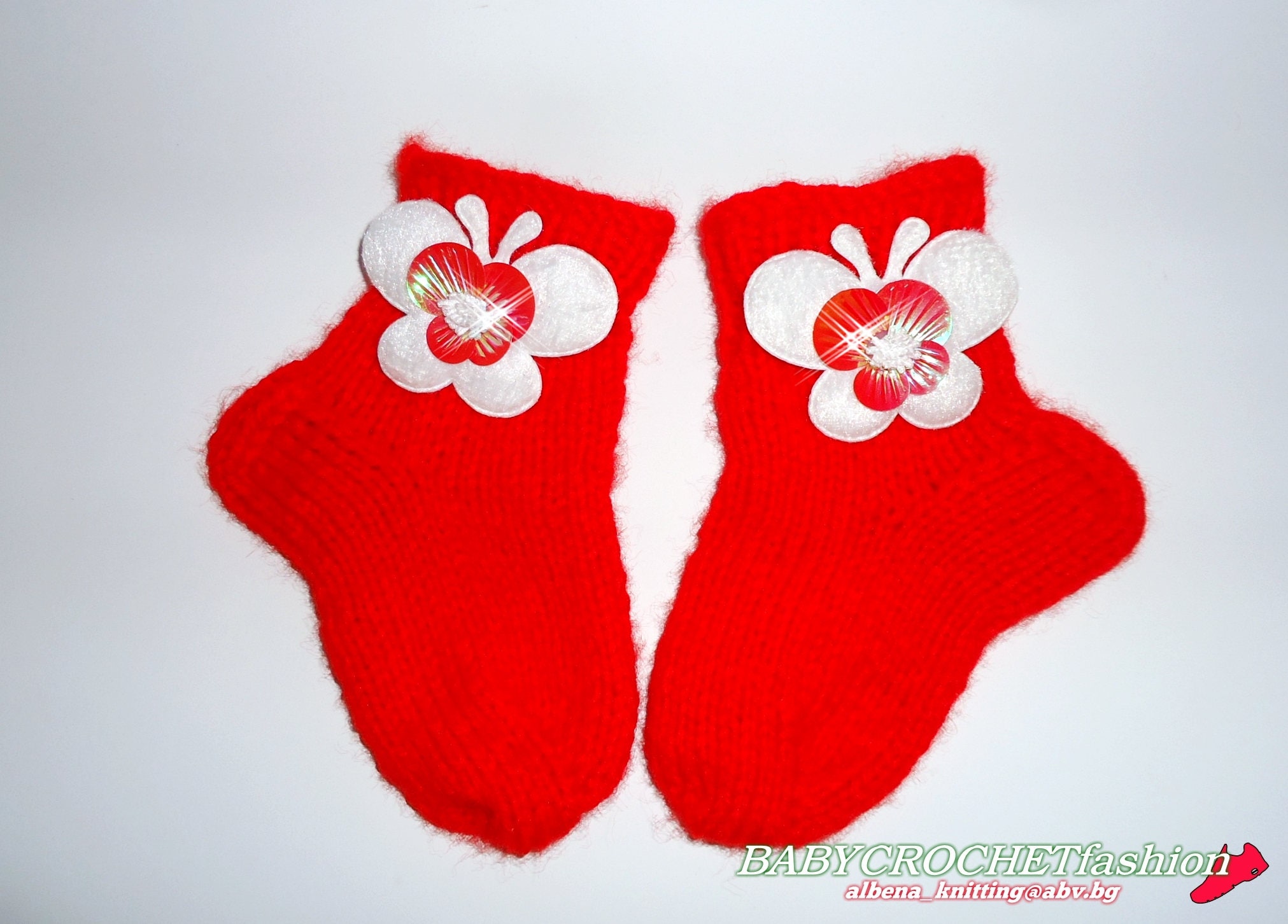 Knitted Baby Socks Baby Christmas Socks Knitting Socks Red Etsy