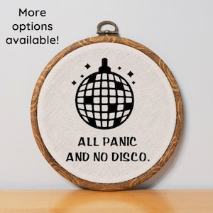 All Panic No Disco Embroidery Wall Art Decor Funny Anxiety Gift for Her Custom Desk Sign for Work Bestie Gift Idea for Women Decoration Home