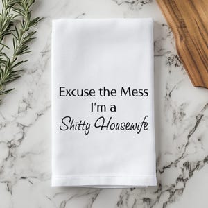 Housewife Tea Towel Funny Kitchen Towel Vulgar Home Decor Funny Dish Towel Custom Gift for Wife Funny Housewarming Gift for Her Novelty Fun