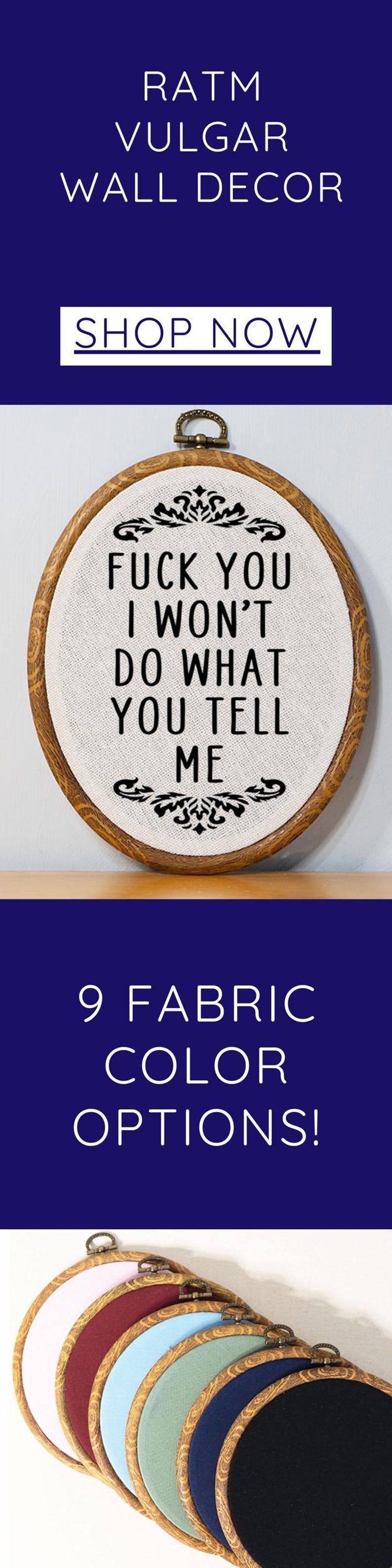 Rage Against the Machine Inspired Faux Embroidery Wall Decor I Won't Do What You Tell Me RATM Quote Alternative Metal Rock Fan Gift Idea image 10