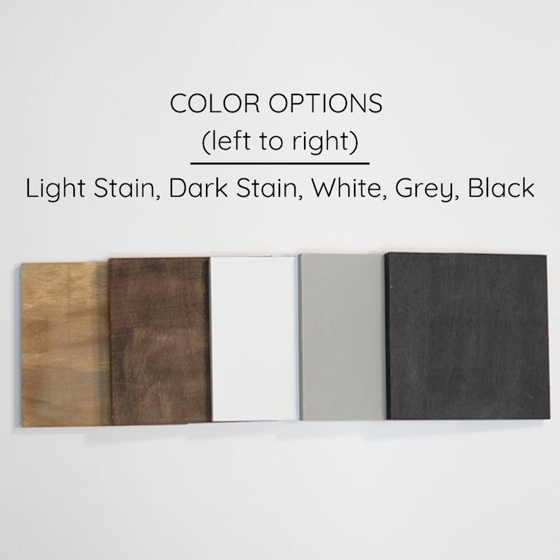 a set of four different color options for a light stain, dark stain, white
