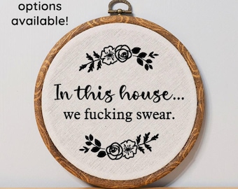 Swear Words Swear Gift Vulgar Embroidery Funny Home Decor Vulgar Custom Profanity Sign Funny Embroidery Art Novelty Gift Curse Word Gift