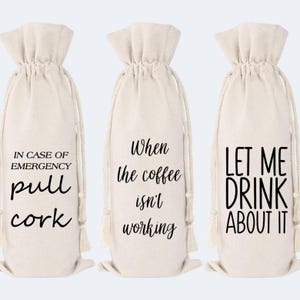Canvas Wine Bag Funny Wine Gift Bag for Favors for Women Gift for Best Friend Birthday Gift Funny Wine Bottle Gift for Wine Lover Must Have
