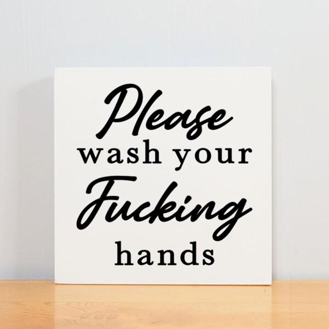 Cuss Word Sign Bathroom Trendy Art Bathroom Decor Please Wash Your ...