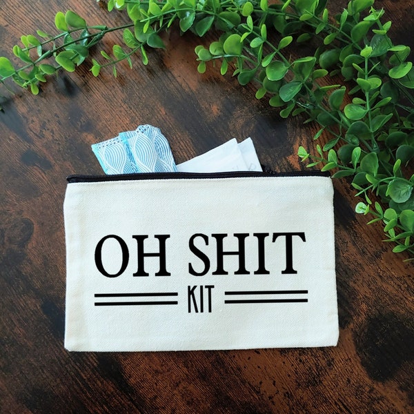 Oh Shit Kit Toiletry Bag / Zippered Pouch / Pouch Organizer / Travel Bag / Makeup Bag / Fun Tampon Case / Small Canvas Bag / Canvas Pouch