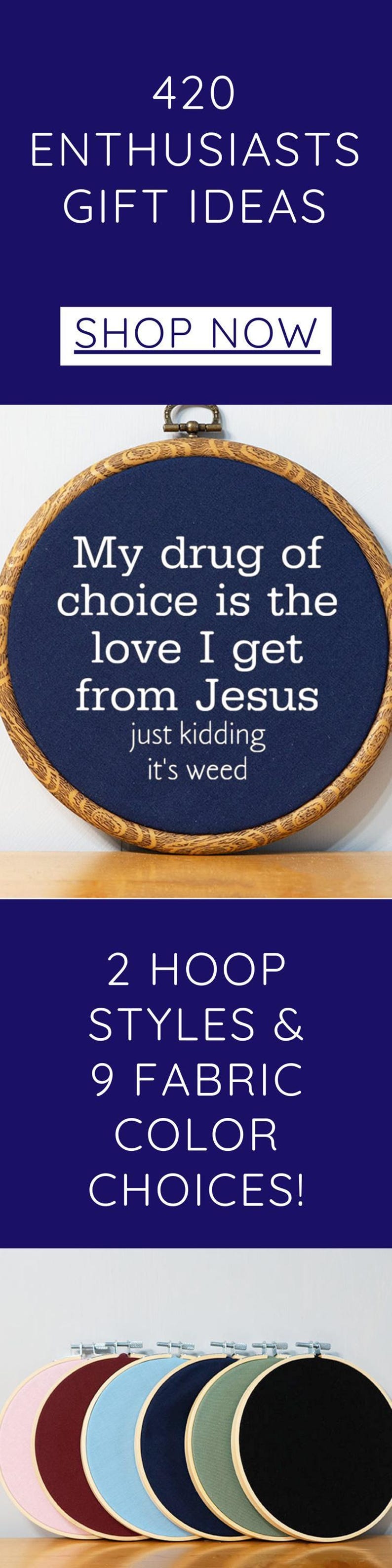 My Drug of Choice Faux Embroidery Wall Art Funny Home Decor Pothead Gift Idea Customizable Novelty Sign Mary Jane Marijuana Lover Gift image 10