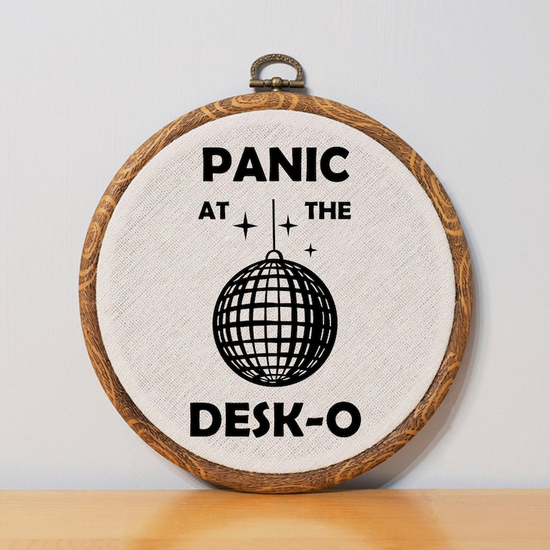 Panic at the Desk O Funny Embroidery Art for Office Funny Desk Decor for Cubicle Funny Office Sign for Desk Funny Coworker Gift for Boss Fun