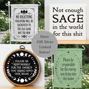 Wiccan Decor Please Be Responsible for the Energy Witchy Decor Witchy Home Decor Moon Phase Boho Home Decor Embroidery Wiccan Cross Stitch immagine 9