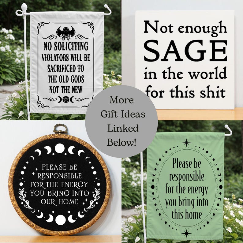Wiccan Decor Please Be Responsible for the Energy Witchy Decor Witchy Home Decor Moon Phase Boho Home Decor Embroidery Wiccan Cross Stitch immagine 9