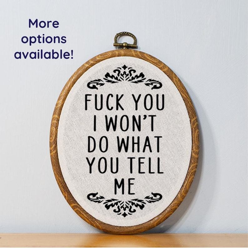 Rage Against the Machine Inspired Faux Embroidery Wall Decor I Won't Do What You Tell Me RATM Quote Alternative Metal Rock Fan Gift Idea image 1