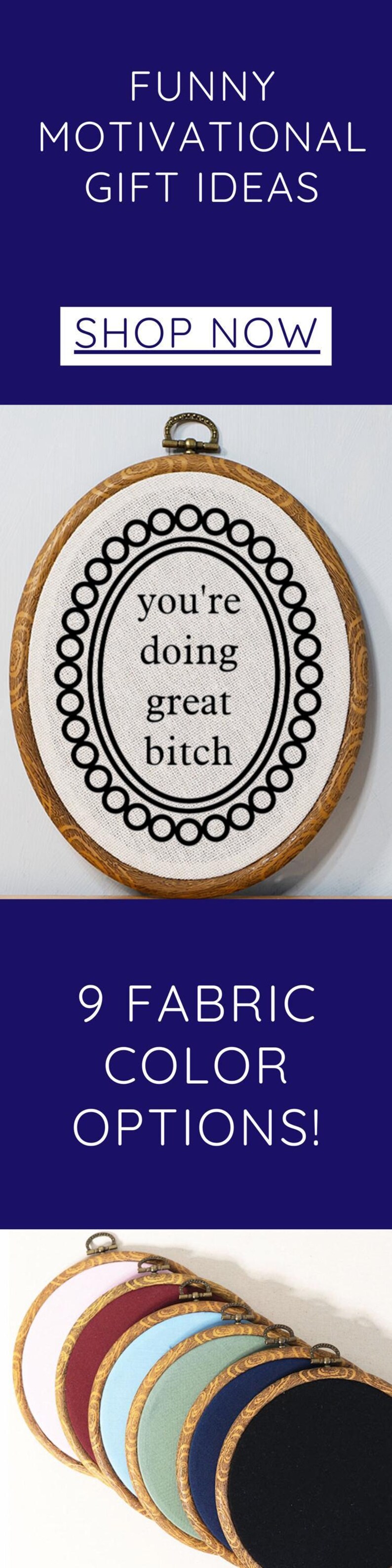 Funny Motivational Sign Dorm Wall Decor Unique Customizable Gift for Her Faux Embroidery Funny Home Decor Boho Office Sign Vintage Inspired image 9