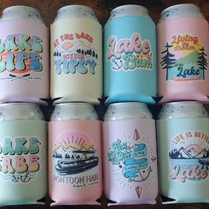 Lake Life Can Coolers  Lake Bum  Life is Better at the Lake  Retro Lake Life Can Coolers  Vintage Lake Can Cooler  Drink Hugger