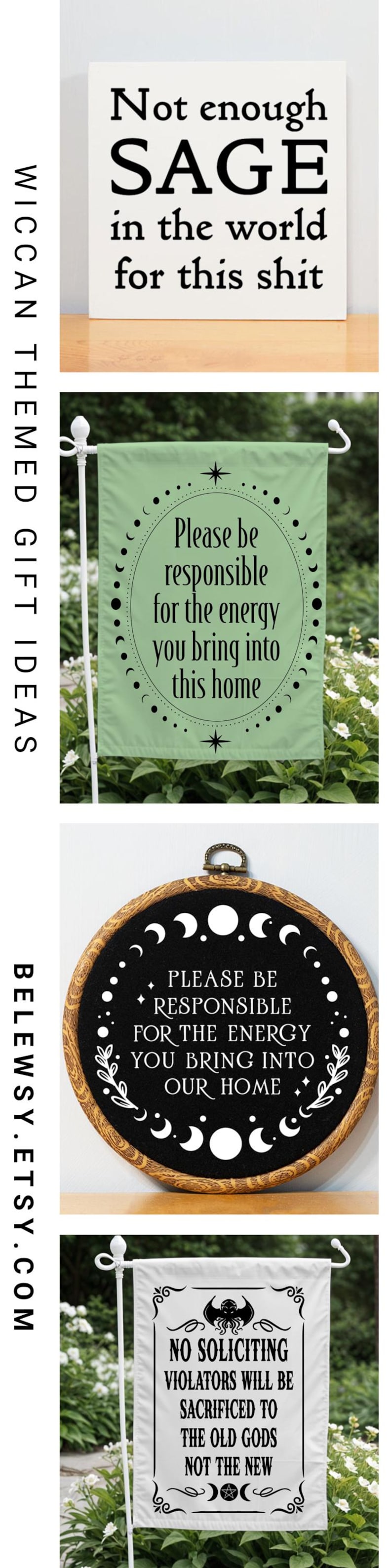 Wiccan Decor Please Be Responsible for the Energy Witchy Decor Witchy Home Decor Moon Phase Boho Home Decor Embroidery Wiccan Cross Stitch immagine 10