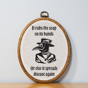 Plague Doctor Wall Art Faux Funny Embroidery Wall Decor Gothic Home Decor Novelty Gift Idea Customizable Bathroom Art Cross Stitch Pattern