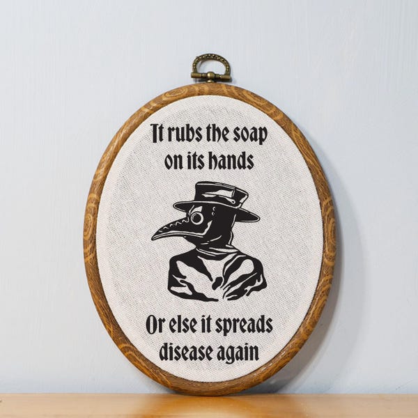 Plague Doctor Wall Art Faux Funny Embroidery Wall Decor Gothic Home Decor Novelty Gift Idea Customizable Bathroom Art Cross Stitch Pattern
