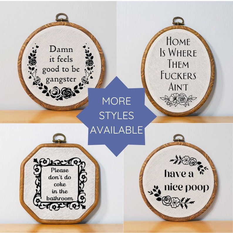 Swear Affirmation Sign Faux Embroidery Wall Art Unique Vulgar Home Decor Curse Word Motivational Sign Customizable Novelty Gift Idea immagine 8