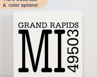 Personalized Location Sign Modern Farmhouse Decor Home Office Wall Art Custom City State Zip Code Minimalist Print Housewarming Gift