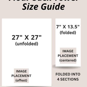 a stack of towels with measurements for each towel