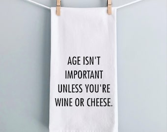 Wine Lover Birthday Gift for Her Funny Flour Sack Kitchen Towel Home Decor Housewarming Gift Customizable Wine Bar Decor Unique Wife Gift