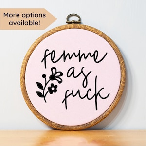 Femme Wall Art Vulgar Embroidery Pattern Funny Feminist Wall Art Pride Home Decor Feminist Gift Wall Art for Feminist Sign LGBTQ Gift Idea