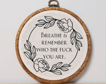 Swear Affirmation Sign Faux Embroidery Wall Art Unique Vulgar Home Decor  Curse Word Motivational Sign Customizable Novelty Gift Idea