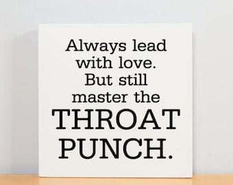 Lead with Love Funny Wood Sign Decor Motivation Funny Home Decor Edgy Wall Art for Living Room Modern Country Decor for Shelf Art for Office