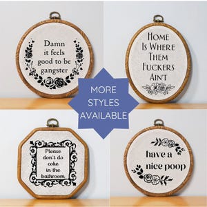 Funny Motivational Sign Dorm Wall Decor Unique Customizable Gift for Her Faux Embroidery Funny Home Decor Boho Office Sign Vintage Inspired image 8