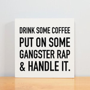 Funny Coffee Station Decor Sign Coffee Cart Print Home Decor Funny Motivational Wall Art Wood Small Accent Decor Desk Decor Cute Women Art