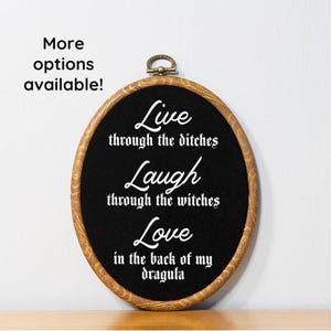 Rob Zombie Inspired Live Laugh Faux Embroidery Wall Decor Faux Cross Stitch Home Decor Entryway Welcome Sign Gothic Style Home Novelty Gift