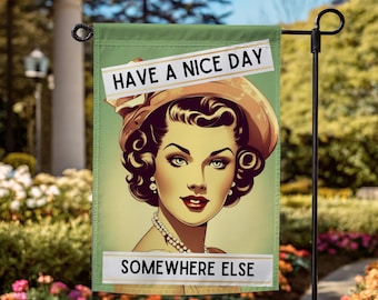 Funny Garden Flag Sarcastic Welcome Sign Vintage Garden Flag Funny Yard Sign for Garden Decor Funny Housewarming Gift for Home Decor Funny