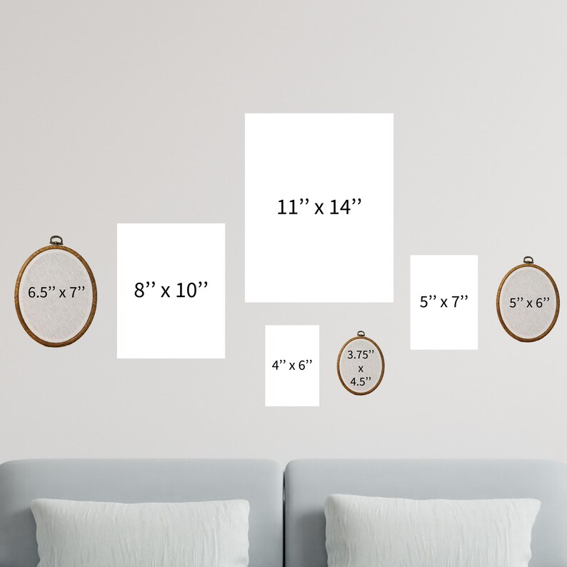 a living room with a couch and wall hangings