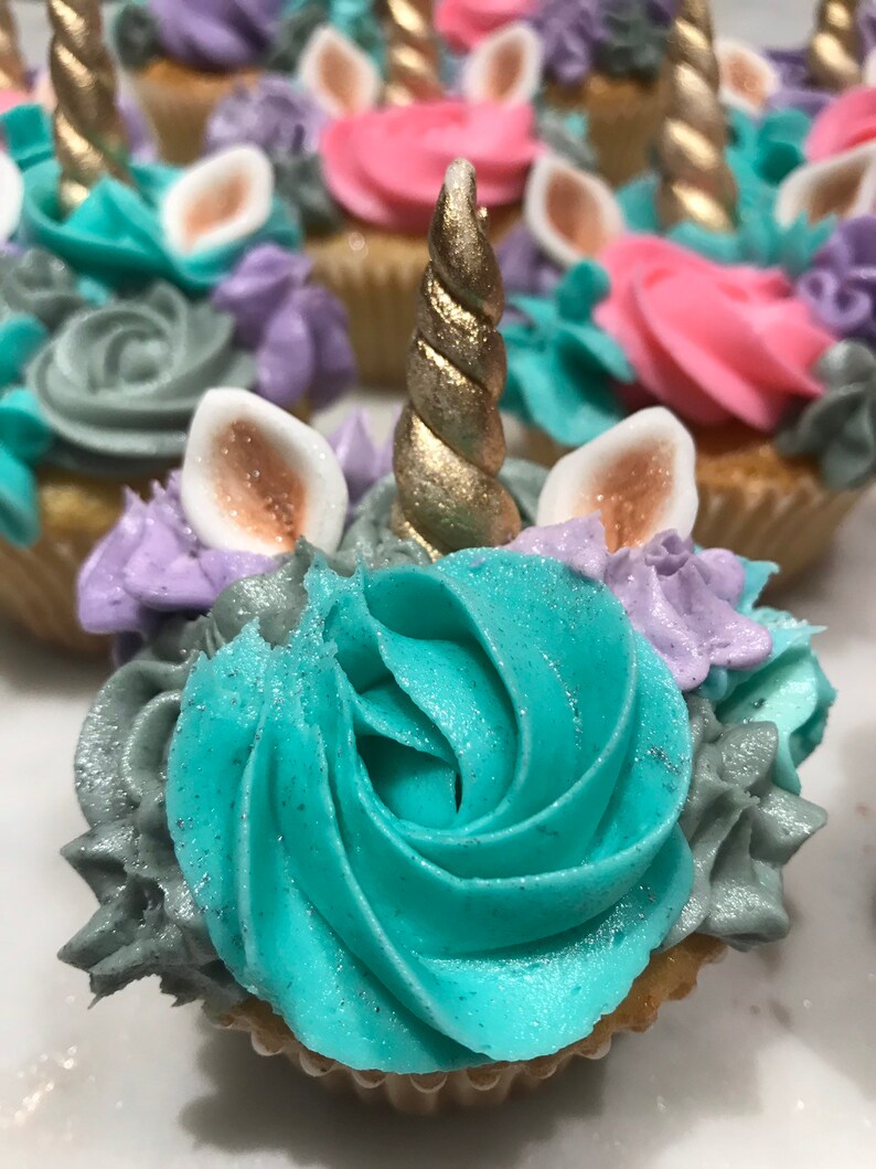 Edible fondant Unicorn cupcake toppers horns & ears Etsy
