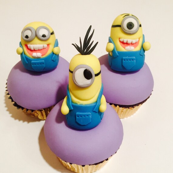 Minion Fondant Cake Cupcake Toppers Stuart Kevin Bob Etsy