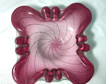 Vintage rosa venetiansk glasskål | Heminredning