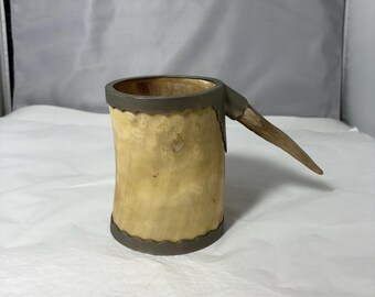 Rustic Antler Handle Beer Stein Mug, vintage barware, cabin decor, lodge gift, handcrafted look, collectible man cave piece