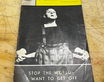 Programa de mano de "Stop the World I Want to Get Off", 1963. Recuerdo teatral, musical de Broadway, recuerdo de Anthony Newley, coleccionable, Leslie Bricusse.