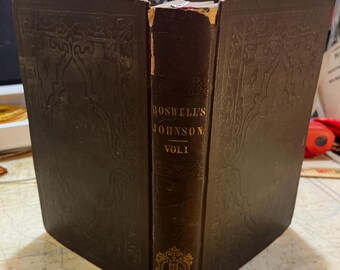 Vintage Book, The Life of Samuel Johnson Volume 1 by James Boswell, 1846, Antique Book, Rare Books, Collector's Item