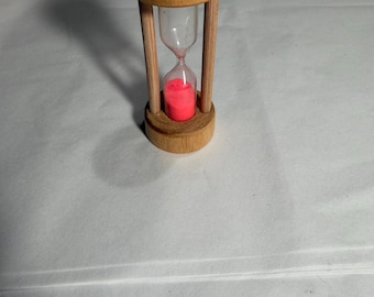 Vintage Three Minute Wooden Egg Timer, Glass Sand Clock, Retro Kitchen Tool, Red Sand Hourglass
