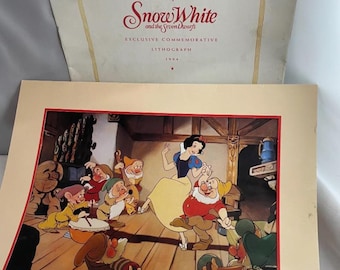 Disney's Classic Schneewittchen und die Exklusive Gedenk Lithographie 1994.