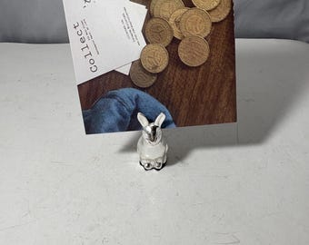 Bunny card holder, silver rabbit place card holder, Easter table decor