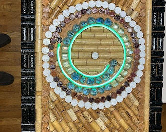 Custum WINEWORKZ wine cork mural with usb/L.E.D.