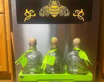 3 bottiglie vuote di tequila PATRON di grandi dimensioni (1,75 l) con scatola ed etichette