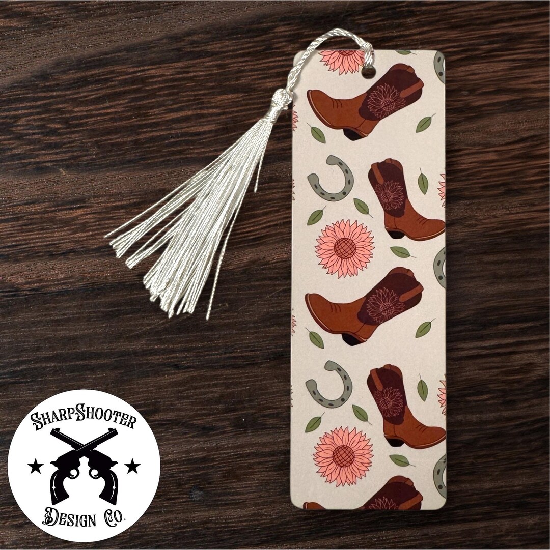 Sunflower Cowboy Boots Metal Bookmark With Tassel Pink Bookish - Etsy