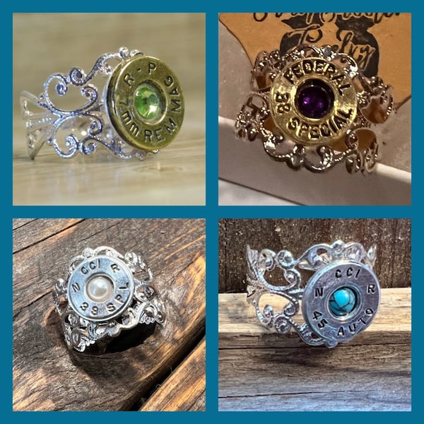 CUSTOM Ammo Casing Filigree Ring Adjustable